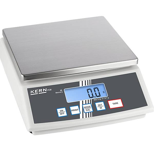 Tischwaage, mit Zweitanzeige, Wägebereich bis 3 kg, Ablesbarkeit 0,1 g, Wägeplatte 252 x 228 mm., KERN, 918927 49