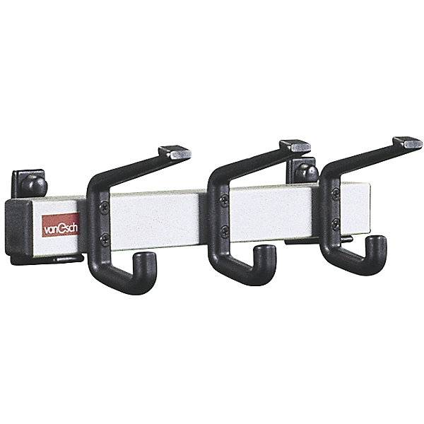 Garderobenleiste Aluminium Hakenabstand 100 mm Aluminium/schwarz 300 mm 3 Haken VE 2 Stk. VAN ESCH BV c o-0