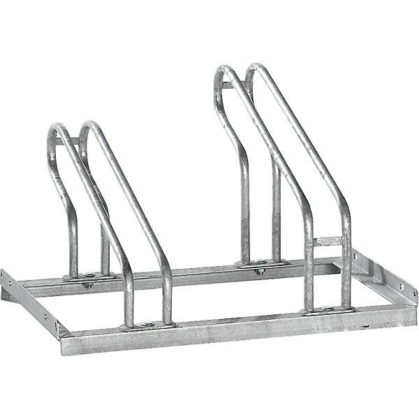 Fahrradständer Bügel aus 18 mm Stahlrohr Radeinstellung einseitig feuerverzinkt 2 Stellplätze. TAKKT