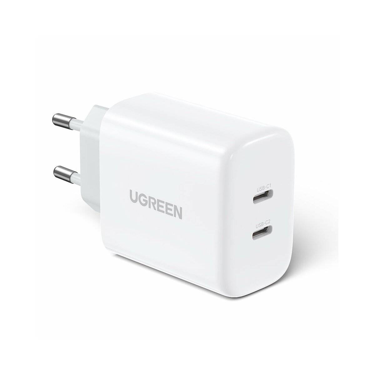 Ugreen Reiseladegerät 2x USB Typ C 40W Power Delivery Schnell-Ladegerät Netzteil Adapter weiß-0