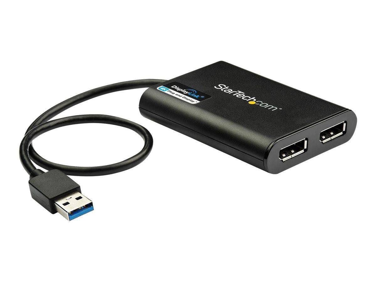 StarTech.com StarTech USB 3.0 to Dual DisplayPort Adapter 4K 60Hz, DisplayLink Certified, Video Converter with External-1