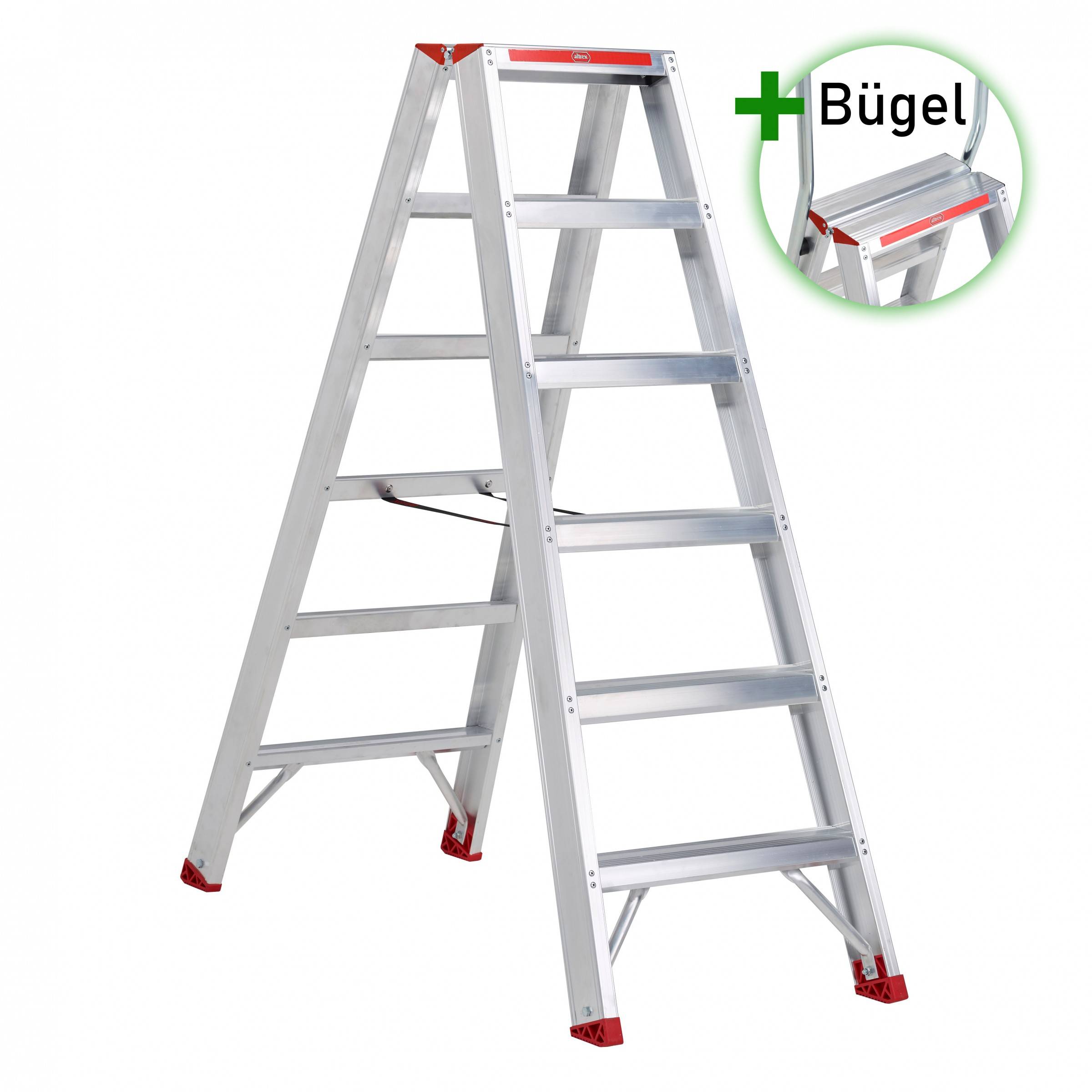 Altrex Sierra beidseitig begehbare Stufenstehleiter SDO 6 Stufen mit Bügel-0