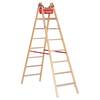 Euroline Holz Sprossenstehleiter mit Comfort-Breitsprossen, Eimerhaken und Werkzeugablagetasche 2x8