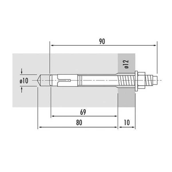Hailo Hilti Bolzenanker zur Befestigung von Leitern und Halterung aus verzinktem Stahl (1 Stück)