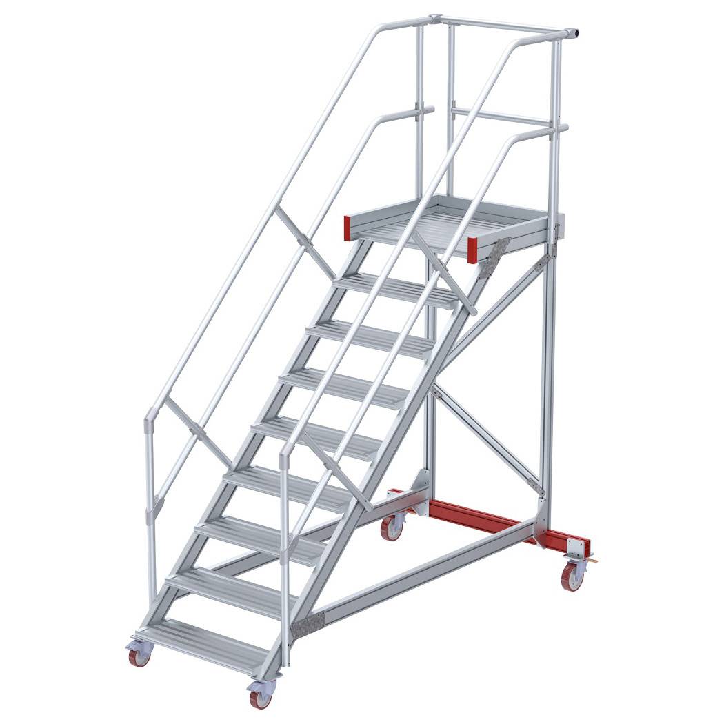 Euroline 513 Wartungsbühne 45° 1000mm Stufenbreite 9 Stufen Alu gerieft-0
