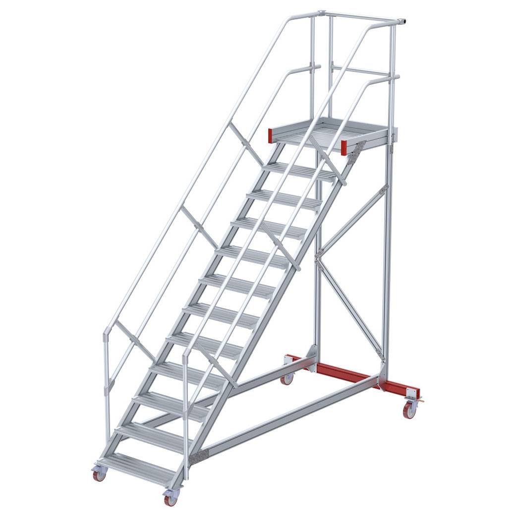 Euroline 513 Wartungsbühne 45° 800mm Stufenbreite 12 Stufen Alu gerieft-0