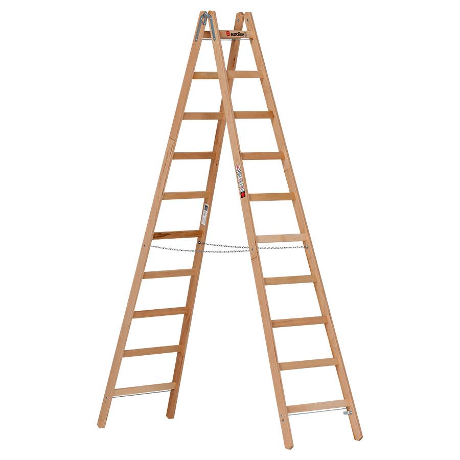 Euroline Holz Sprossenstehleiter 2x10 Sprossen-0