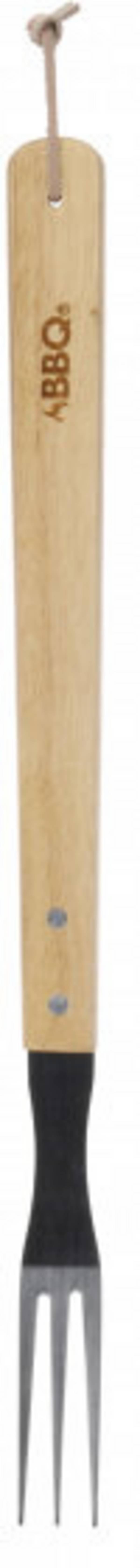 Barbecue-Gabel mit Holzgriff 46 cm silber