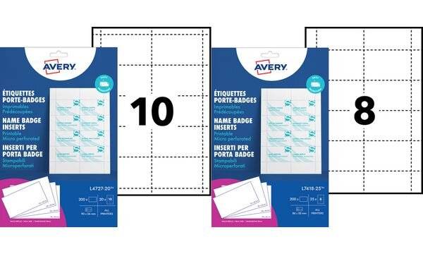 AVERY Inserts imprimables pour badges, 55 x 86 mm, blanc (7217418)-2