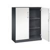 Flügeltürenschrank ASISTO Höhe 1292 mm Breite 1000 mm 2 Fachböden schwarzgrau/verkehrsweiß. C+P 53881149