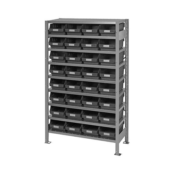 Steckregal mit ESD Sichtlagerkästen HxBxT 1790 x 1000 x 400 mm 32 Sichtlagerkästen. STEMO Lagerstandard GmbH-0