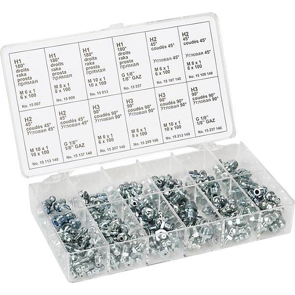 Schmiernippel-Sortimentskasten, 140-teilig, 10 Größen., PRESSOL, 691134 49-2