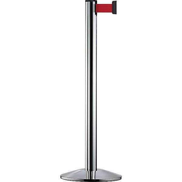 Gurtpfosten Beltrac EXTEND Aluminium Pfosten Chrom poliert Gurt rot. VIA GUIDE GmbH 69222549