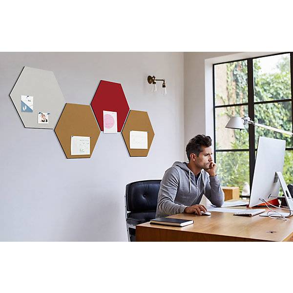 Design-Pinnwand sechseckig Kork BxH 600 x 600 mm rot. Smit Visual Supplies BV 49960049-2