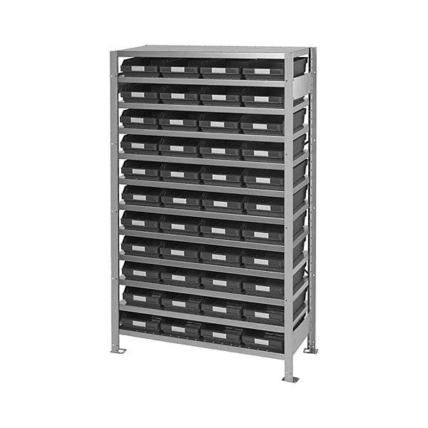 Steckregal mit ESD Sichtlagerkästen HxBxT 1790 x 1000 x 300 mm 44 Sichtlagerkästen. STEMO Lagerstandard GmbH-0