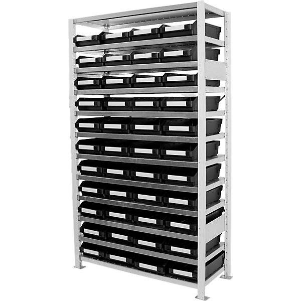 Steckregal mit ESD Sichtlagerkästen HxBxT 1790 x 1000 x 400 mm 44 Sichtlagerkästen. STEMO Lagerstandard GmbH-2