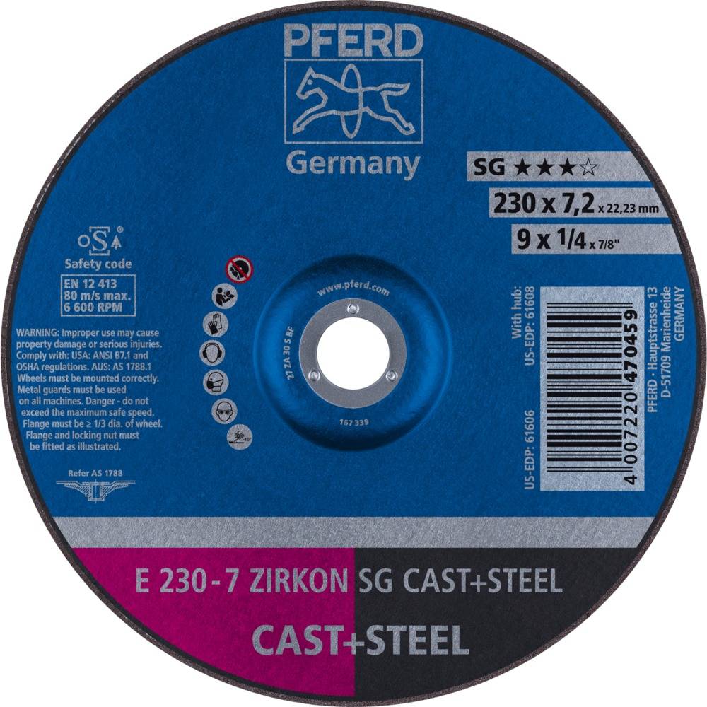 PFERD Schruppscheibe E 230-7 ZIRKON SG CAST+STEEL-0