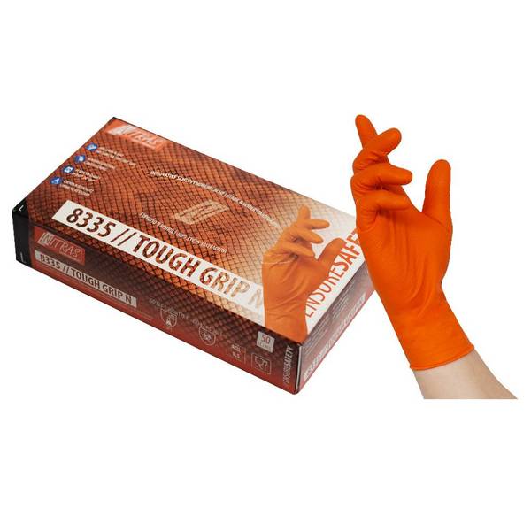 TOUGH GRIP N, Nitril-Einmalhandschuhe, orange, EN ISO 374, Größe M