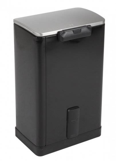 Pedalbehälter E-Cube40 Liter Edelstahl schwarz-1