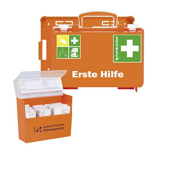Erste-Hilfe-Koffer mit Pflasterspender und Wandhalterung Inhalt nach DIN 13157. W. SOEHNGEN GmbH 92688349-0