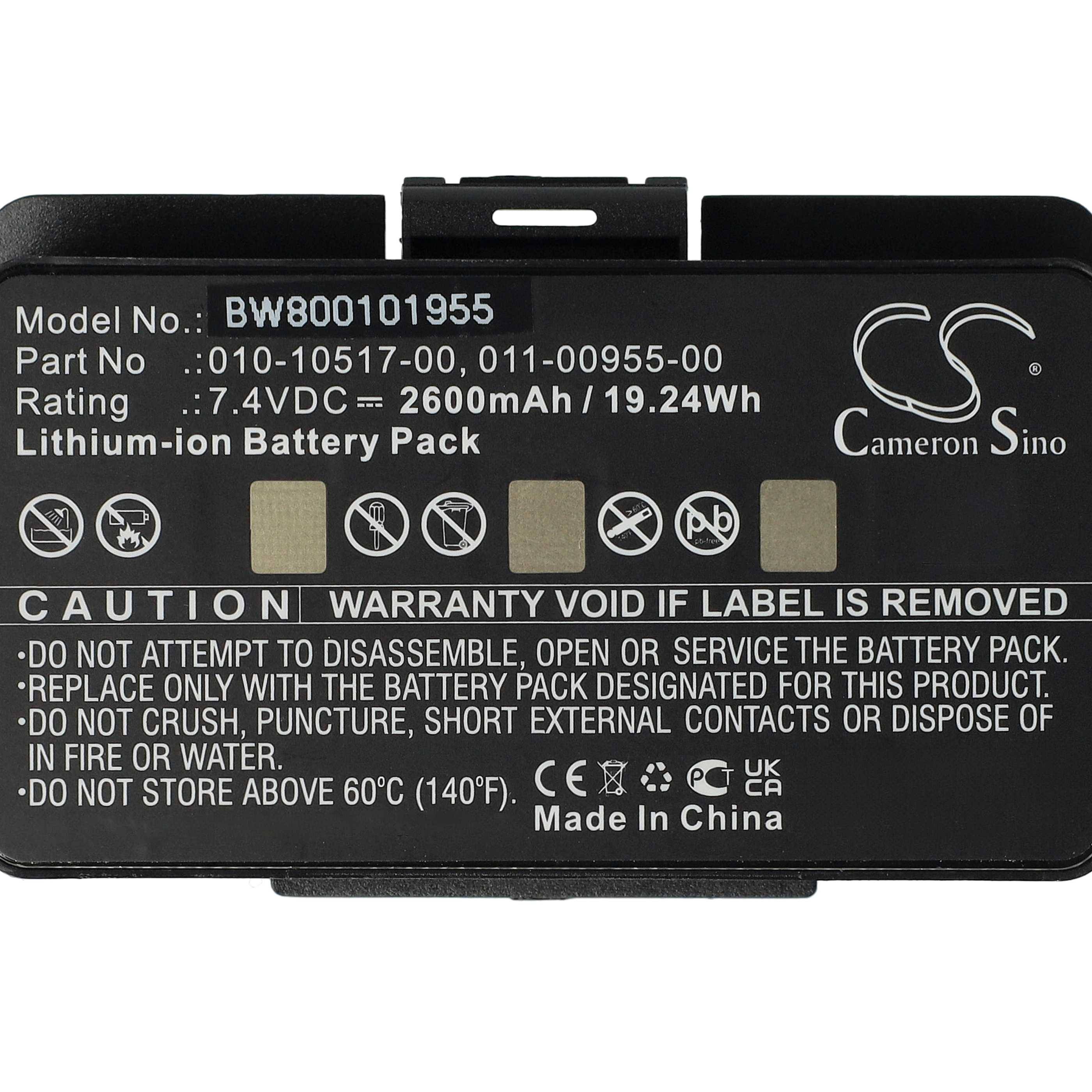 vhbw Akku Ersatz für Garmin 010-10517-00 | 010-10517-01, 011-00955-00, 01070800001 für GPS Navigation Navi (2600 mAh, 8-4