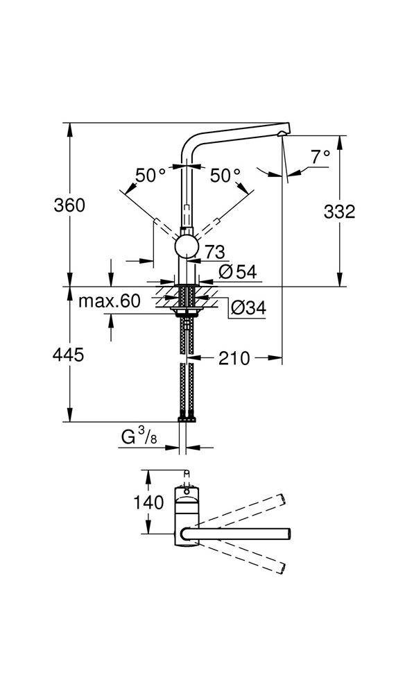 GROHE Einhand-Spültischbatterie Minta 31375 L-Auslauf chrom-2