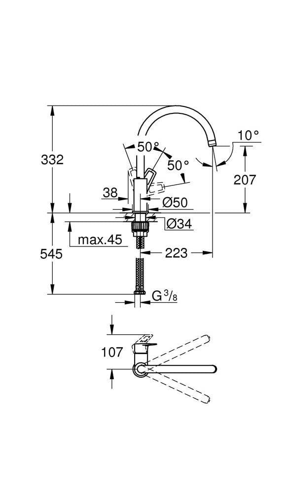 GROHE Einhand-Spültischarmatur BAULOOP 1/2Zoll, hoher Auslauf chrom-1