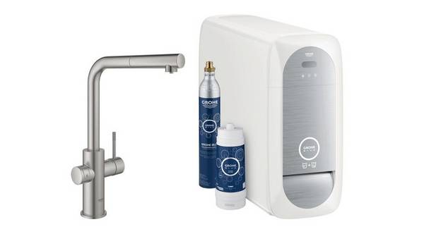 Grohe EH-Spültischbatterie BLUE HOME Starter-Kit L-Auslauf su-st