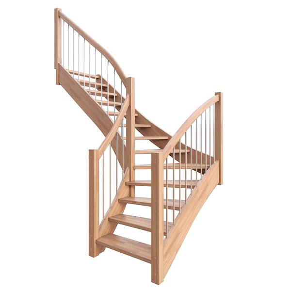 Dolle Geschosstreppe Orly Geradelaufend 252-280cm GH mit Edelstahlgeländer Buche versiegelt