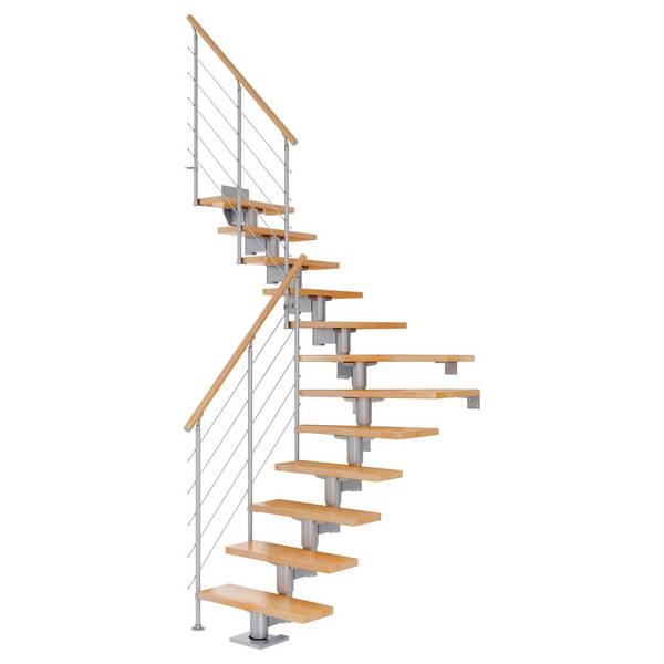 Dolle Mittelholmtreppe Cork Buche, lackiert 1/4 gewendelt 75 cm breit für GH 240 – 292 cm UK Meta
