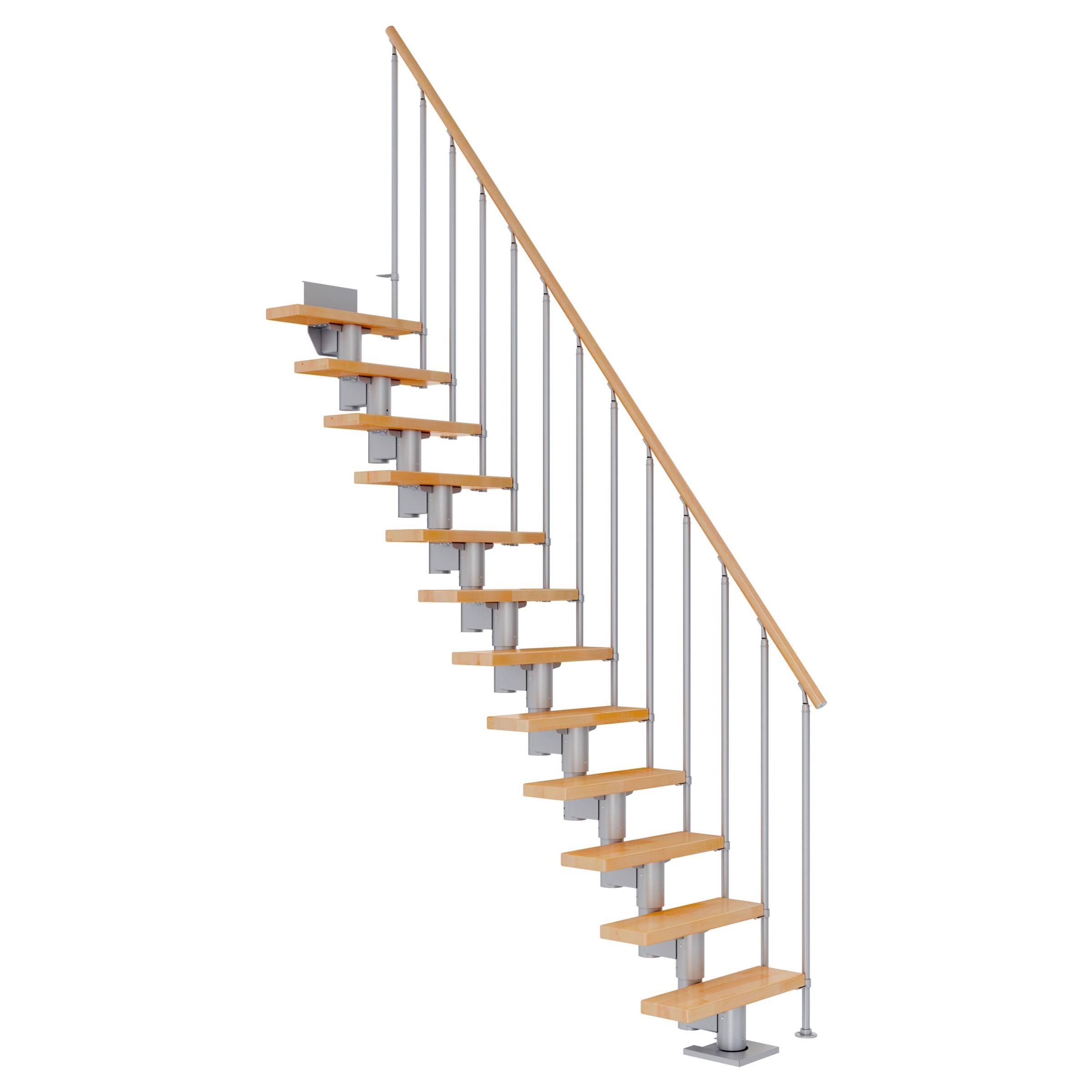 Dolle Mittelholmtreppe Dublin Gerade aus Buche lackiert 71 cm breit für GH 278–337 cm UK Metall Perlgrau mit Einzelst-0
