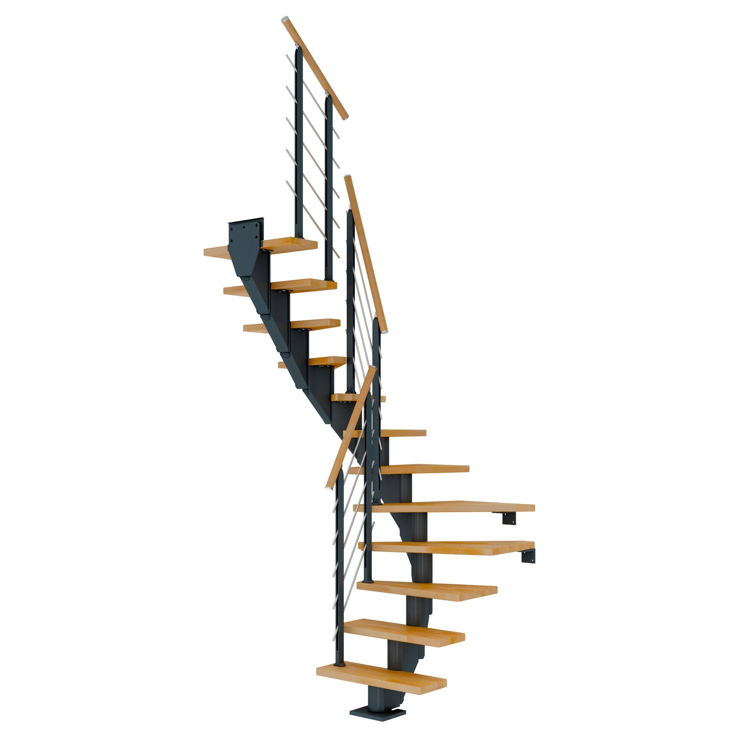 Dolle Mittelholmtreppe Frankfurt 1/2 gewendelt Buche, geölt 75 cm breit für GH 259 – 301 cm UK Metall Anthrazit mit-0