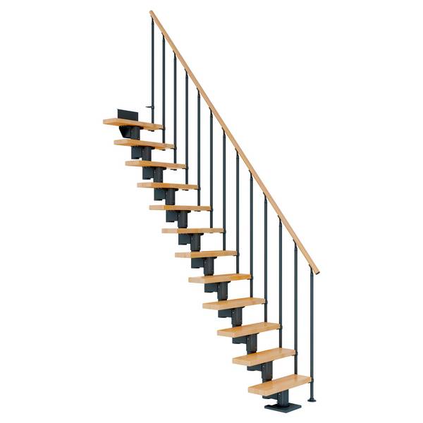 Dolle Mittelholmtreppe Dublin Gerade aus Buche lackiert 61 cm breit für GH 240–292 cm UK Metall Anthrazit mit Einzels