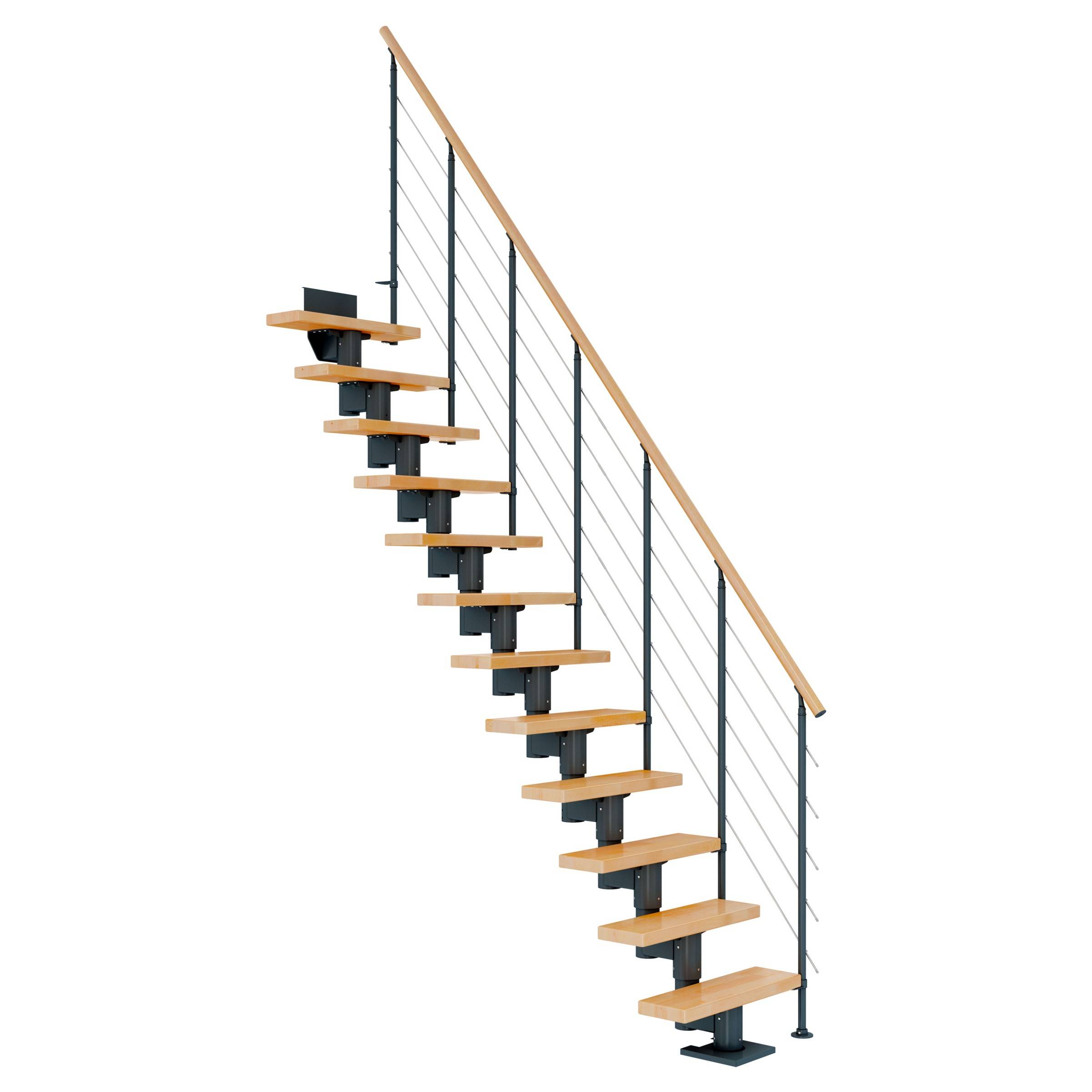 Dolle Mittelholmtreppe Dublin Gerade aus Buche lackiert 61 cm breit für GH 259–315 cm UK Metall Anthrazit mitlaufende-0