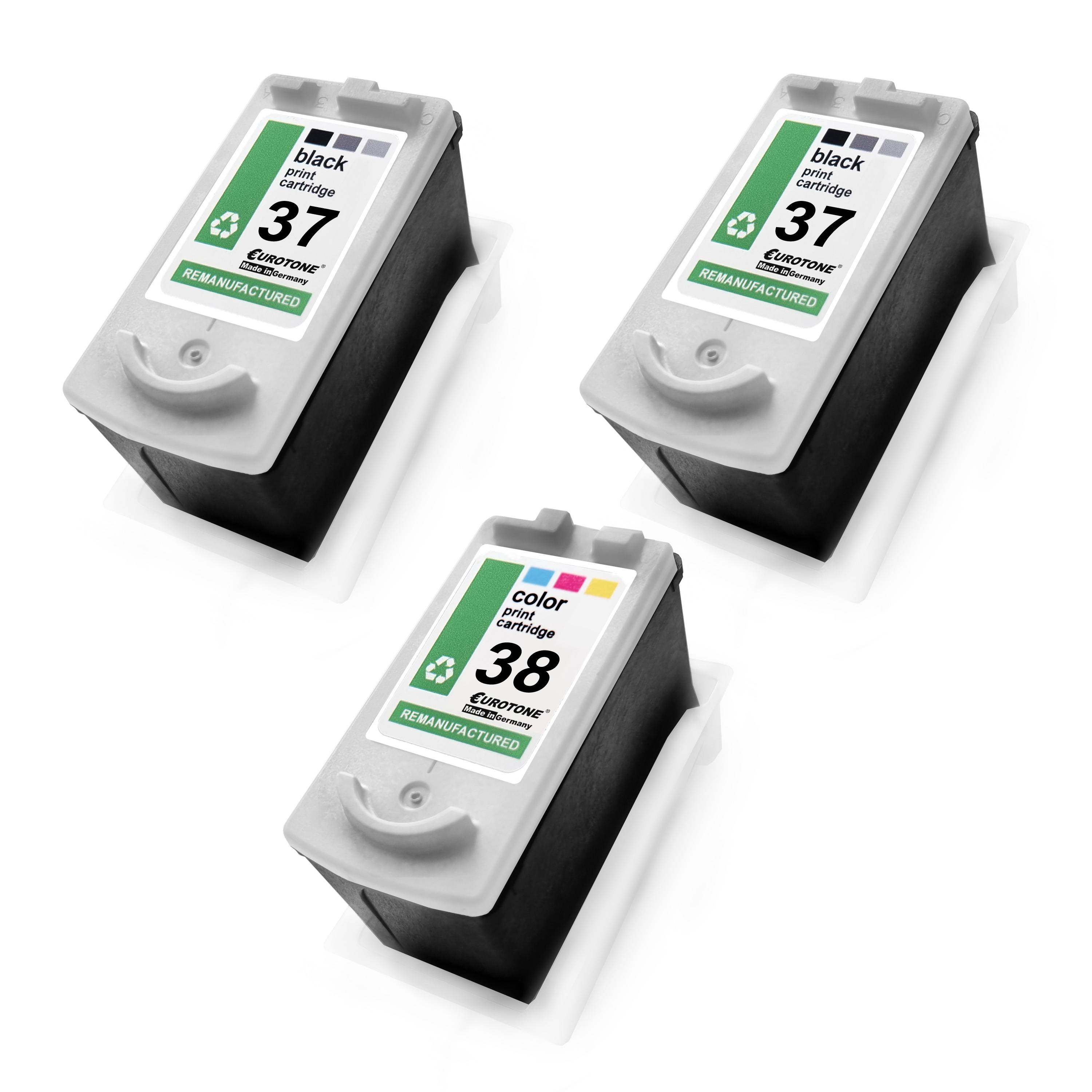 Eurotone 3 Tintenpatronen ersetzt Canon CL38 2146B001 PG37 2145B001-0