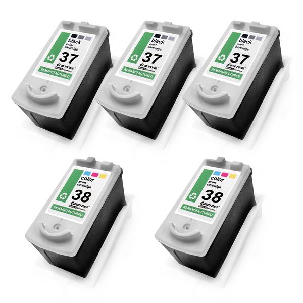 Eurotone 5 Tintenpatronen ersetzt Canon CL38 2146B001 PG37 2145B001