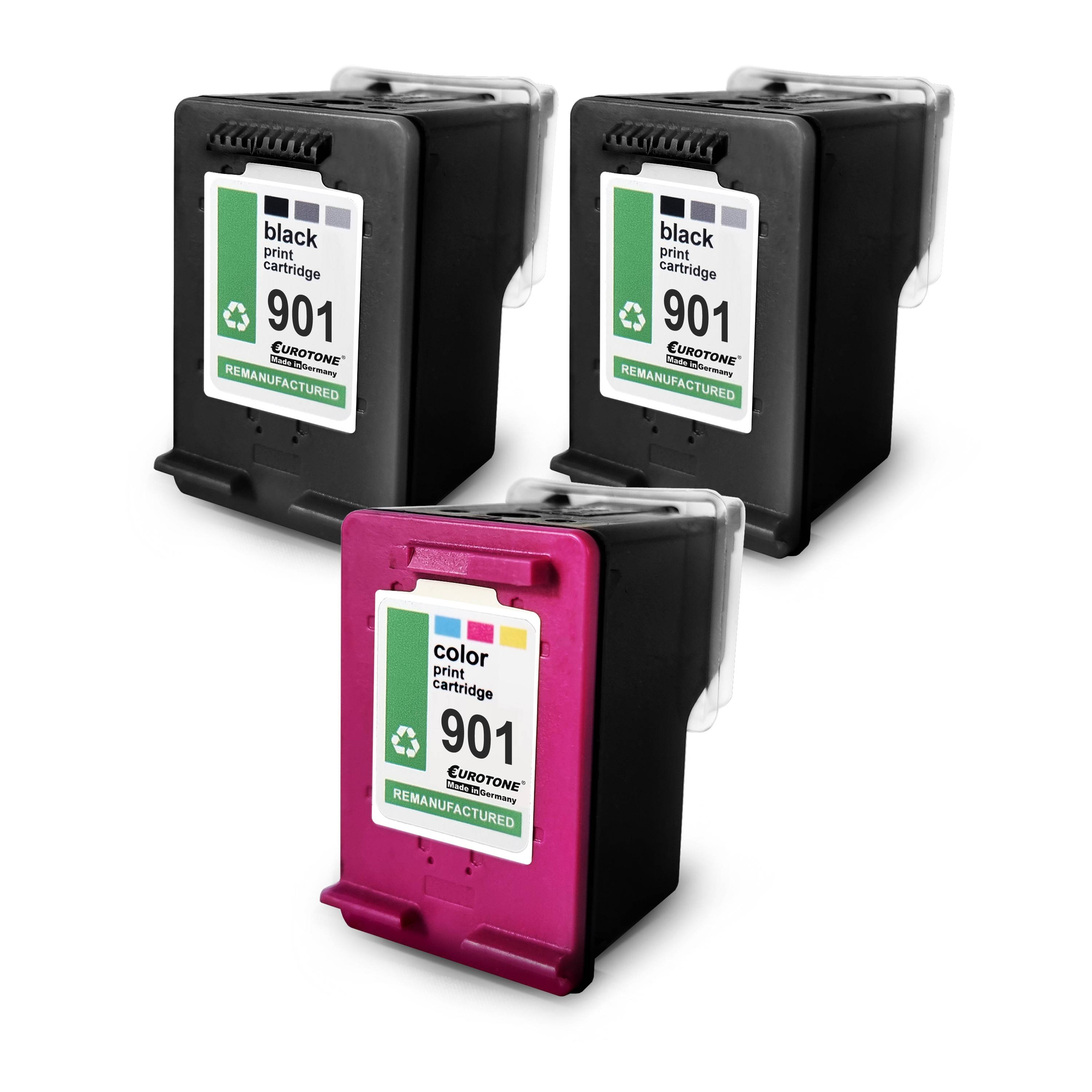 Eurotone 3 Tintenpatronen ersetzt HP 901XL CC656AE 901XL CC654AE-0