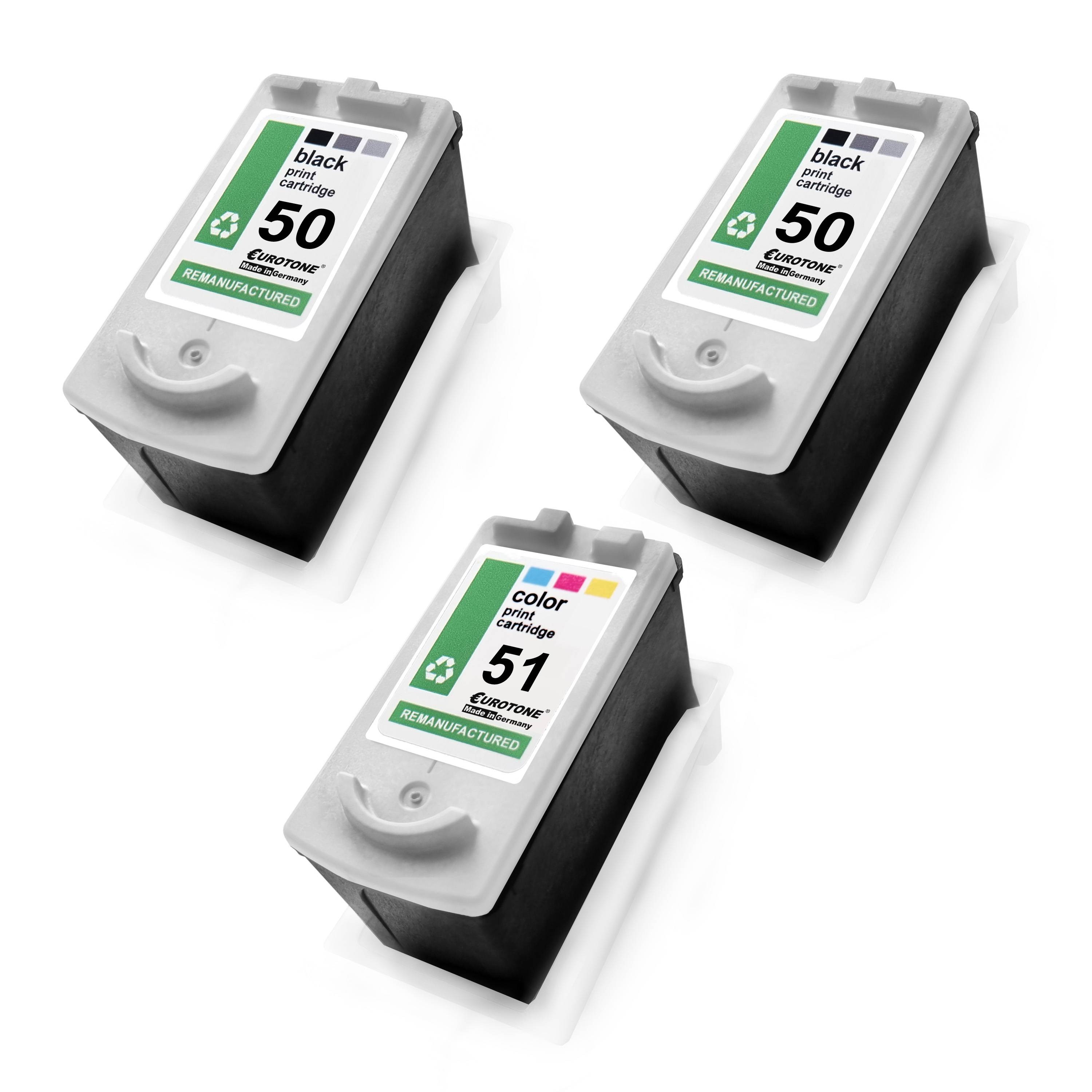 Eurotone 3 Tintenpatronen ersetzt Canon CL51 0618B001 PG50 0616B001-0