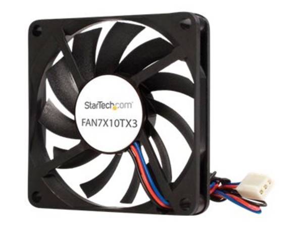 StarTech.com 70mm Gehäuselüfter - Lüfter 7cm für PC Gehäuse mit 3-pin Molex Stecker (70mmx70mmx10mm) - Gehäuselüfter - 70 mm - Schwarz