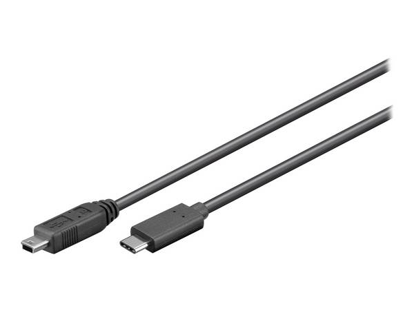 Goobay USB 2.0 Kabel USB-C™ auf Mini-B 2.0, schwarz - USB 2.0-Mini-Stecker (Typ B, 5-Pin) > USB-C™-Stecker