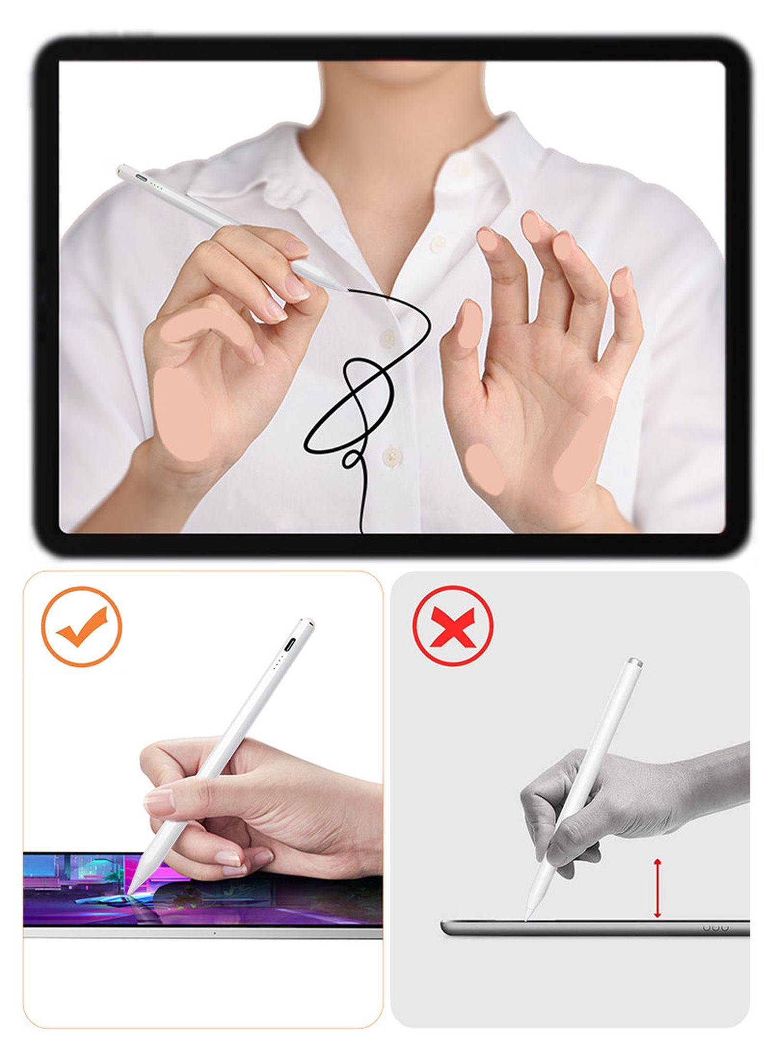Joyroom JR-X9 Active Stylus Passiver kapazitiver Eingabestift Handy Touch Pen für Smartphone / Tablet Weiß (JR-X9)-2