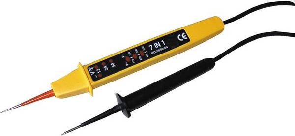 Spannungsprüfer, 0-500V, mit LEDs für 6/12/24/50 V DC / 110/220/400 V AC