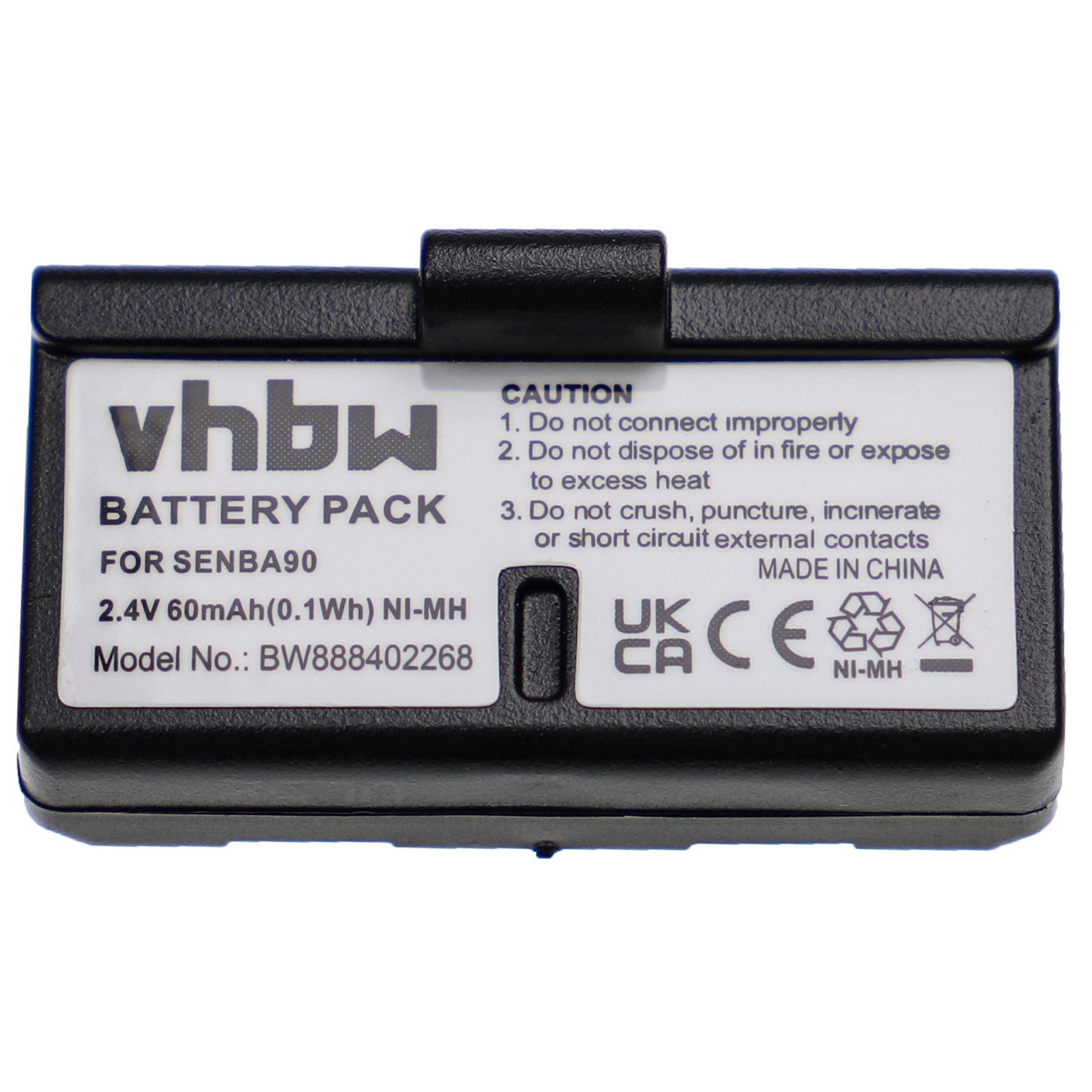 vhbw Akku Ersatz für Sennheiser BA90 | E180, E90 für Wireless Headset Kopfhörer (60mAh, 2,4V, NiMH)-0