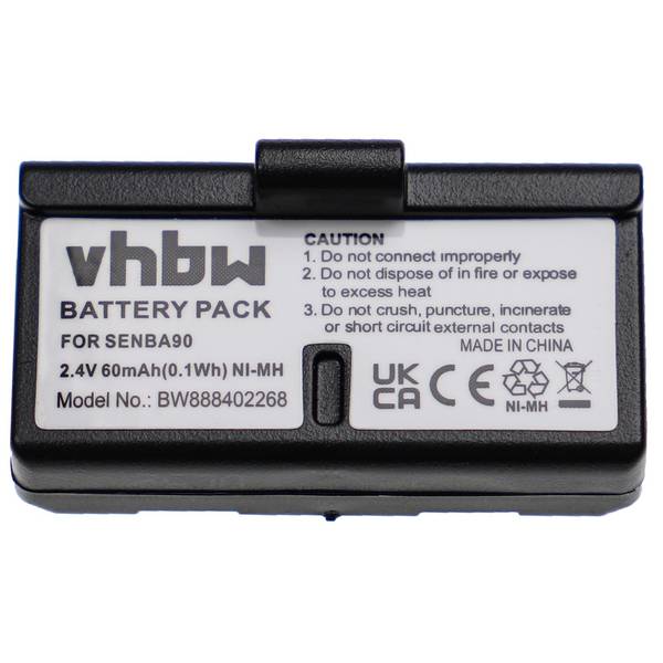 vhbw Akku Ersatz für Sennheiser BA90 | E180, E90 für Wireless Headset Kopfhörer (60mAh, 2,4V, NiMH)