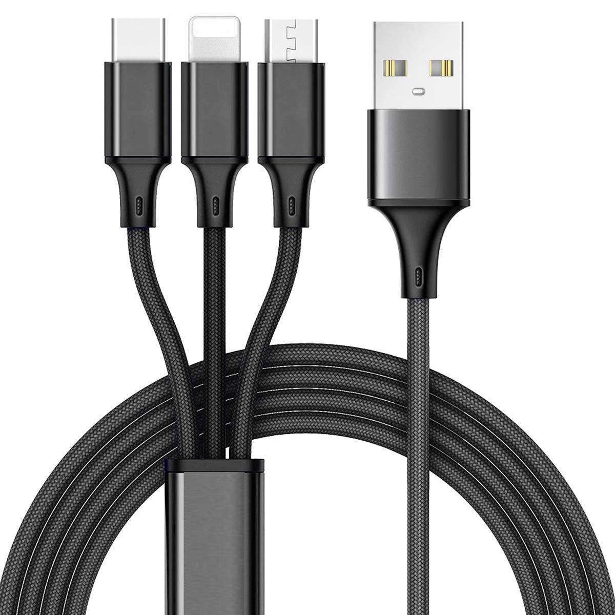 3in1 USB Ladekabel Micro, Lightning, USB-C, USB-A – 100 cm, Schwarz-0