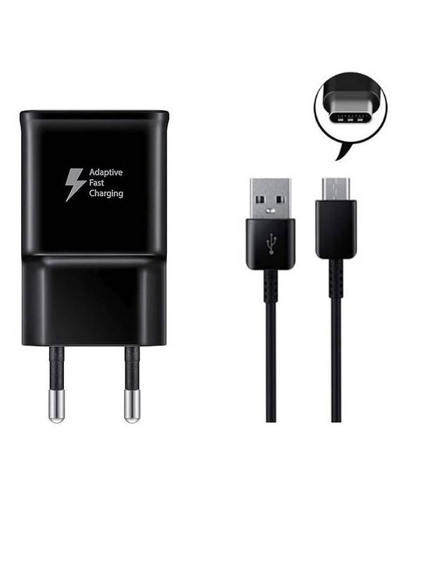 USB-Ladegerät Set Schwarz – USB-A Netzteil + USB-C Kabel, Schnellladen, kompatibel mit Samsung Galaxy S25/S24/S23/S22/S2