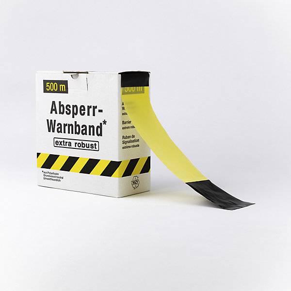 Absperrband extrem robust beidseitig bedruckt schwarz / gelb ab 2 Stk. Gelber GmbH 69418849-1
