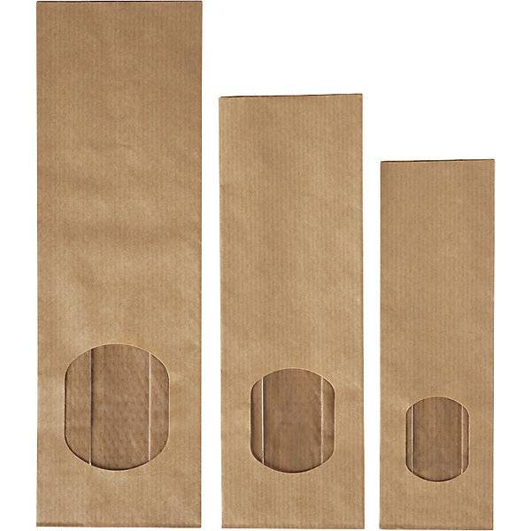 Blockbodenbeutel mit Fenster aus Kraftpapier OPP LxB 175 x 55 mm VE 1000 Stk. TAKKT Industrial & Packaging-2