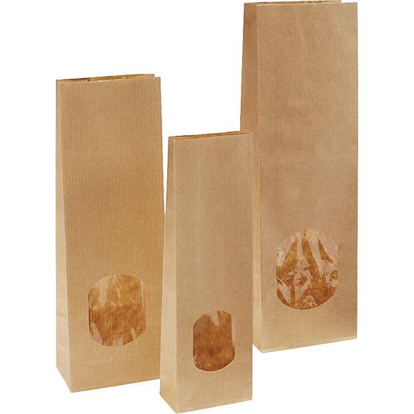 Blockbodenbeutel mit Fenster aus Kraftpapier OPP LxB 250 x 80 mm VE 500 Stk. TAKKT Industrial & Packaging-1