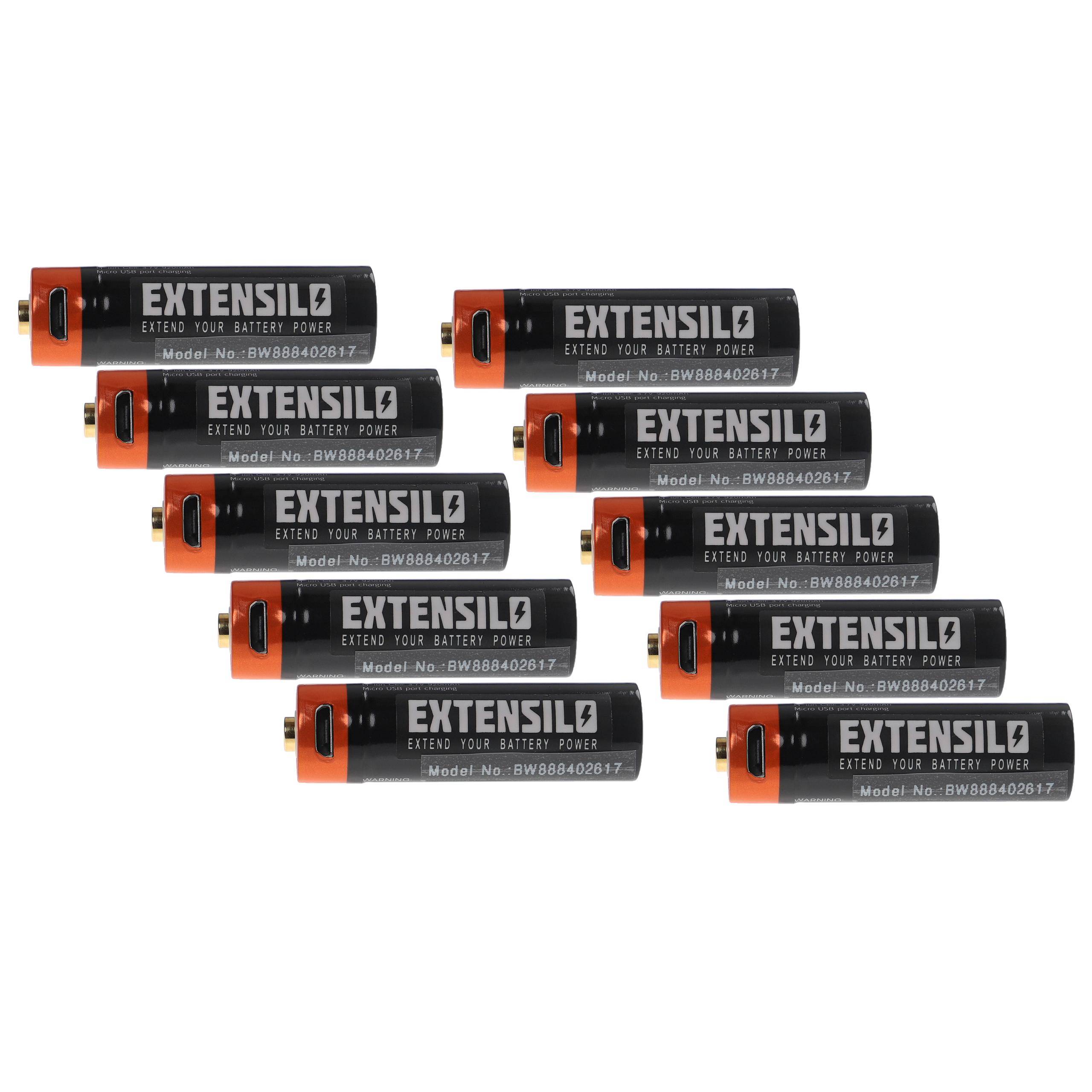 EXTENSILO 10x AA Mignon Akkus mit Micro USB-Anschluss | 920 mAh, 1,5 V, Li-Ion-0